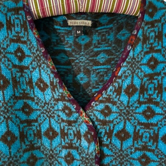 Rozae Nichols | Merino Wool Snap Front Cardigan w/ Chenille Cuffs, Sz M ♥ EUC - Picture 2 of 9